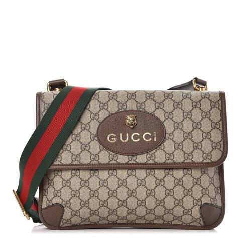 gucci gg supreme messenger flap bag|gucci monogram messenger bag.